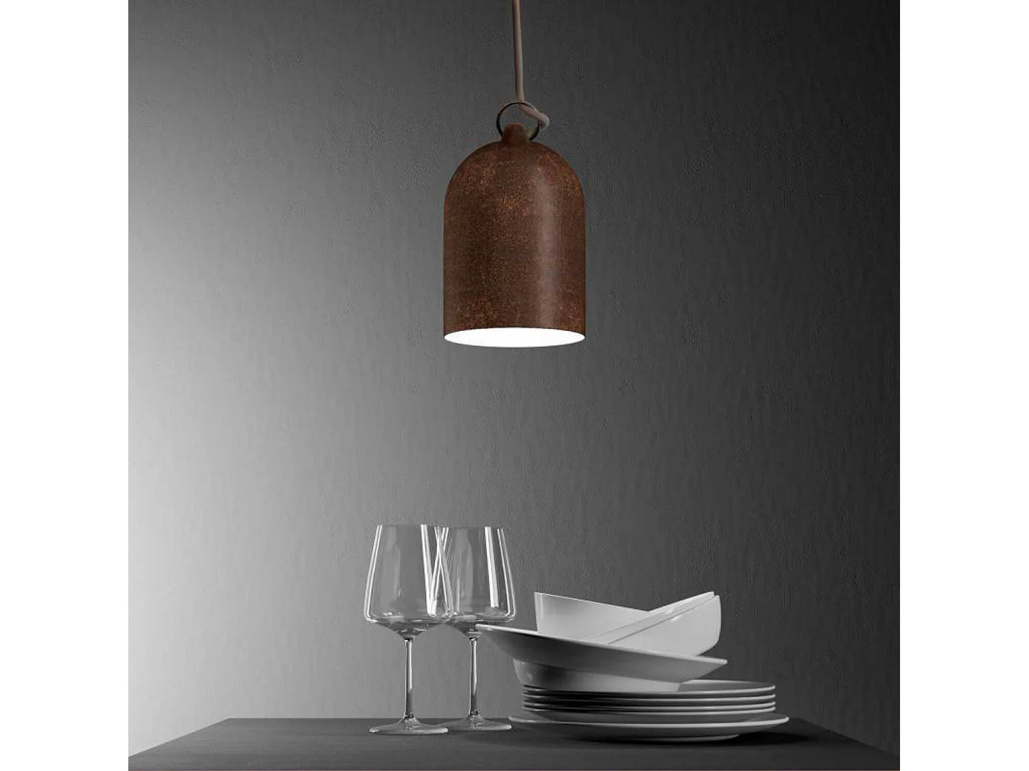 Lampada a Sospensione CREATIVE-CABLES Modello PDM Mini Campana XS Ossido