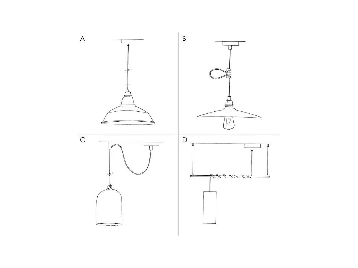 TechBrey Lámpara Colgante Creative-Cables Modelo PSMV_ Pantalla Doble Tub-E14