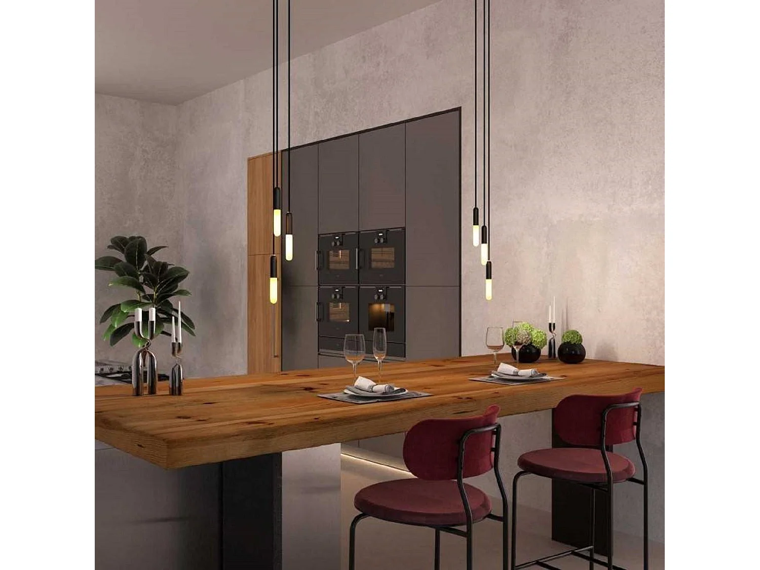 Lampada a Sospensione Multipla a Tre Cadute in Metallo SPM3R20103E14VNRM04 CREATIVE CABLES Nero