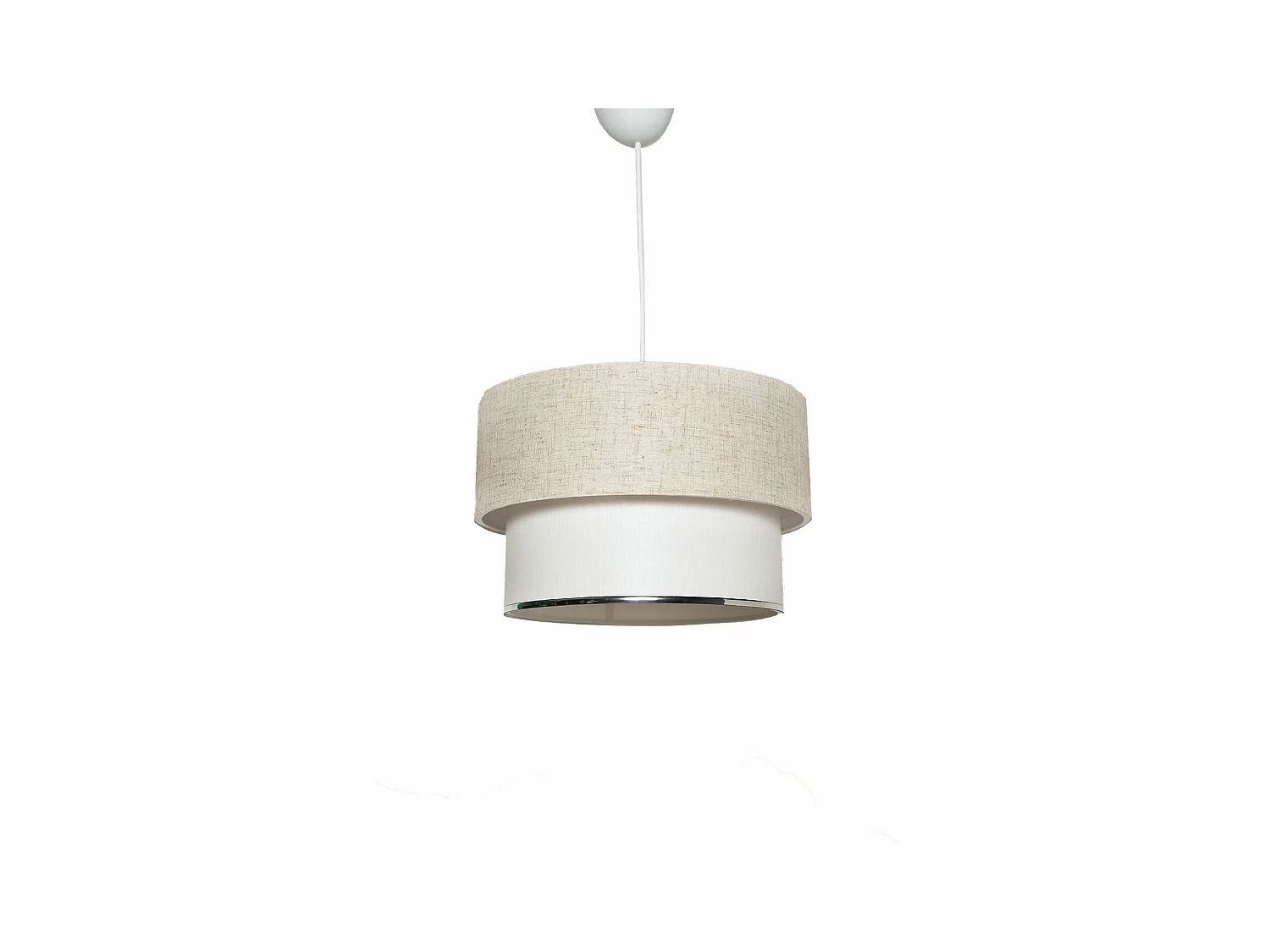 Suspension abat-jour double Yolky D30cm Métal Blanc et Tissu Blanc et Blanc crème