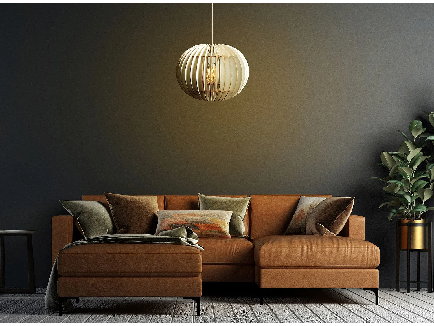 Suspension sphérique Ventilador D36cm Bois Blanc