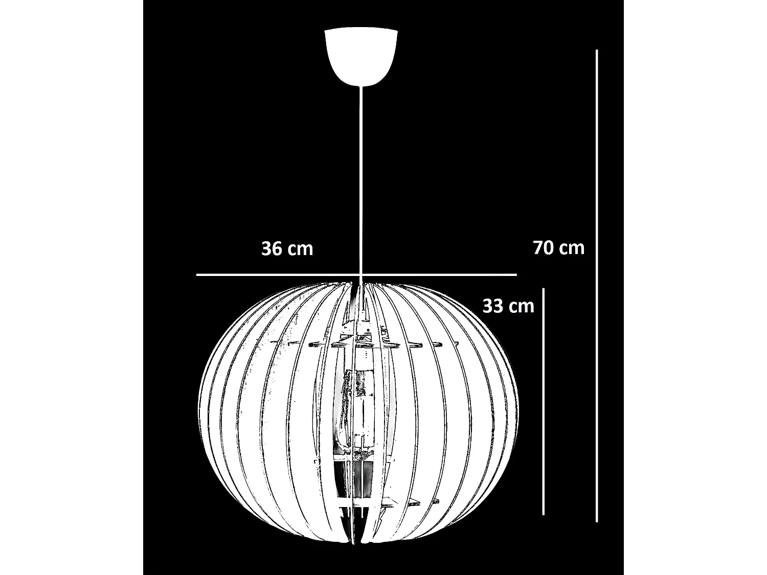 Suspension sphérique Ventilador D36cm Bois Blanc