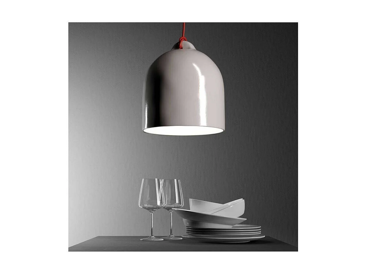 Lampada a Sospensione CREATIVE-CABLES Modello PDM_ Campana M Bianco Lucido