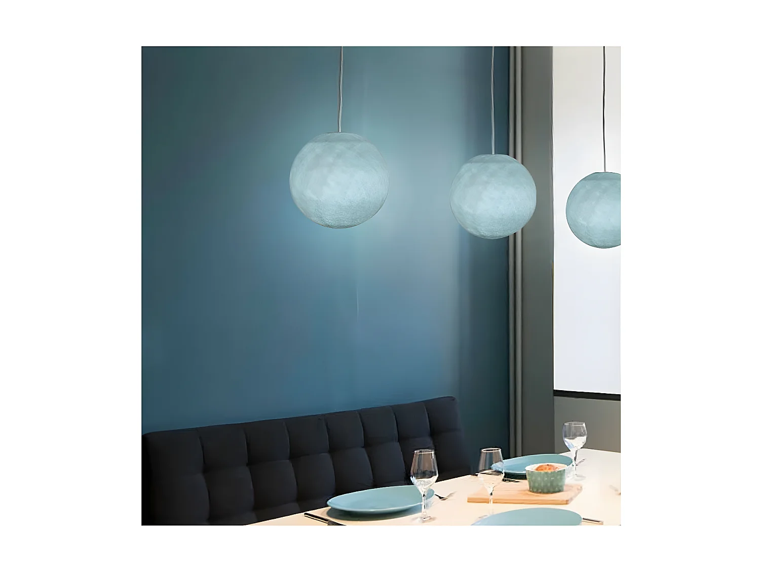 Lampada a Sospensione CREATIVE-CABLES Modello PSMVBOR_ Sfera XS Azzurro Cielo