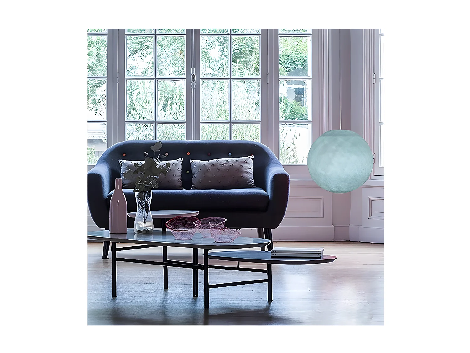 Lampada a Sospensione CREATIVE-CABLES Modello PSMVBOR_ Sfera XS Azzurro Cielo