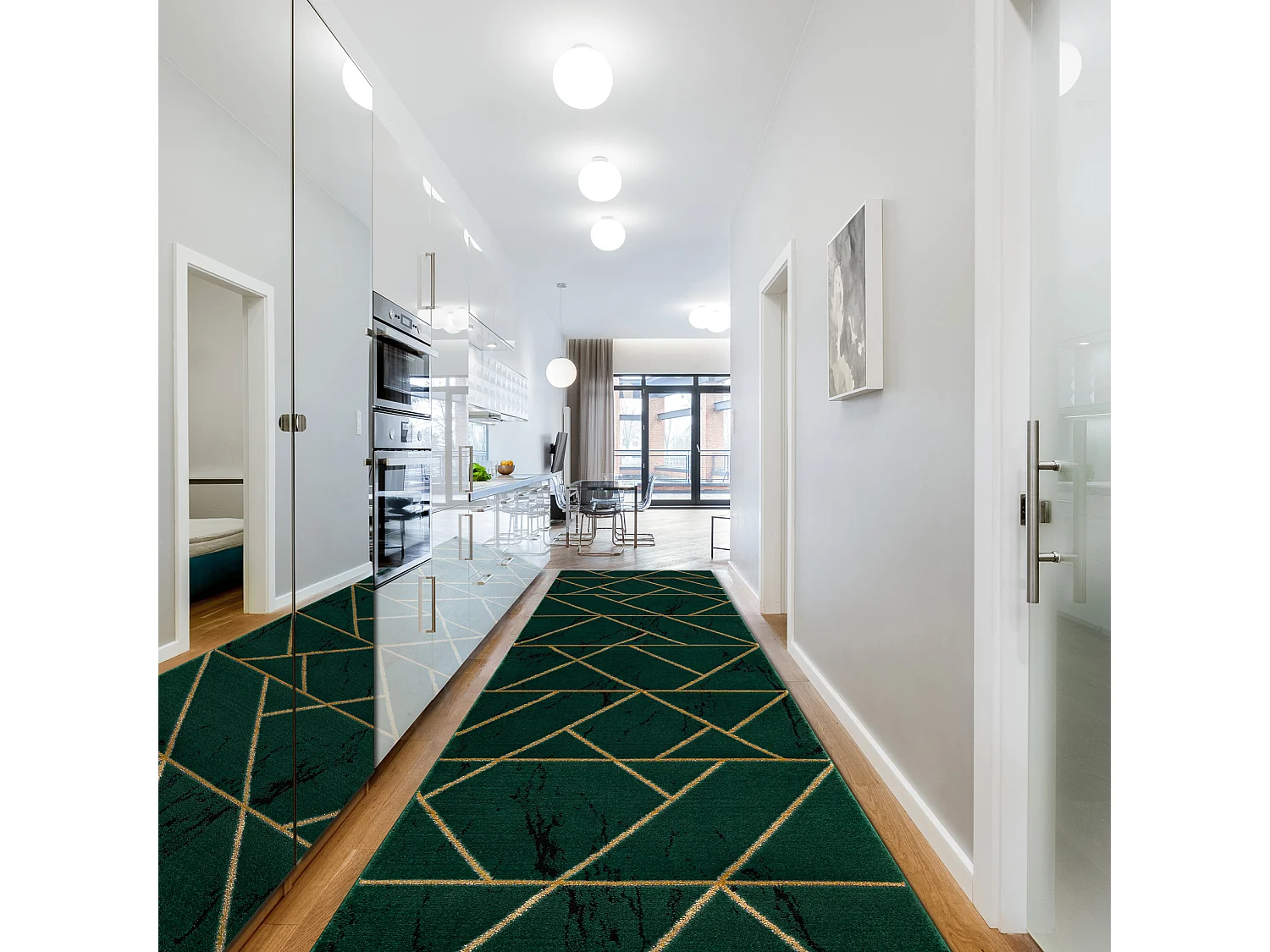 Tapijtloper EMERALD exclusief 1012 glamour, stijlvol marmer, geometris 100x950 cm