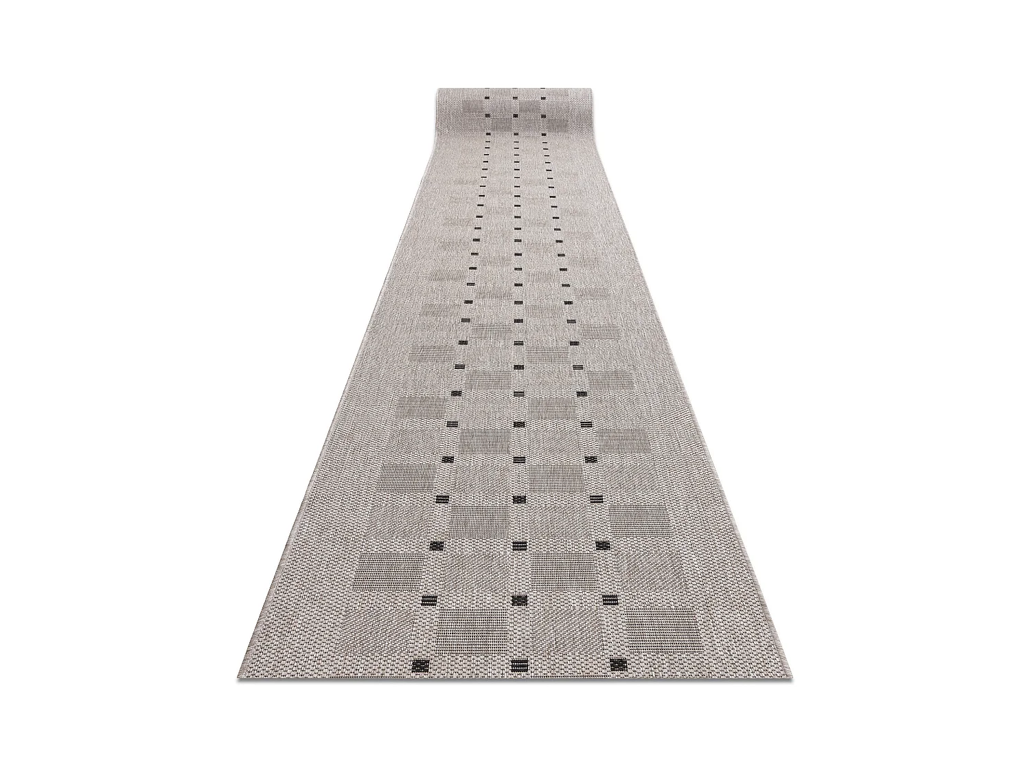 CHODNIK SIZAL FLOORLUX wzór 20079 srebrny  / czarny 120 cm 120x220 cm