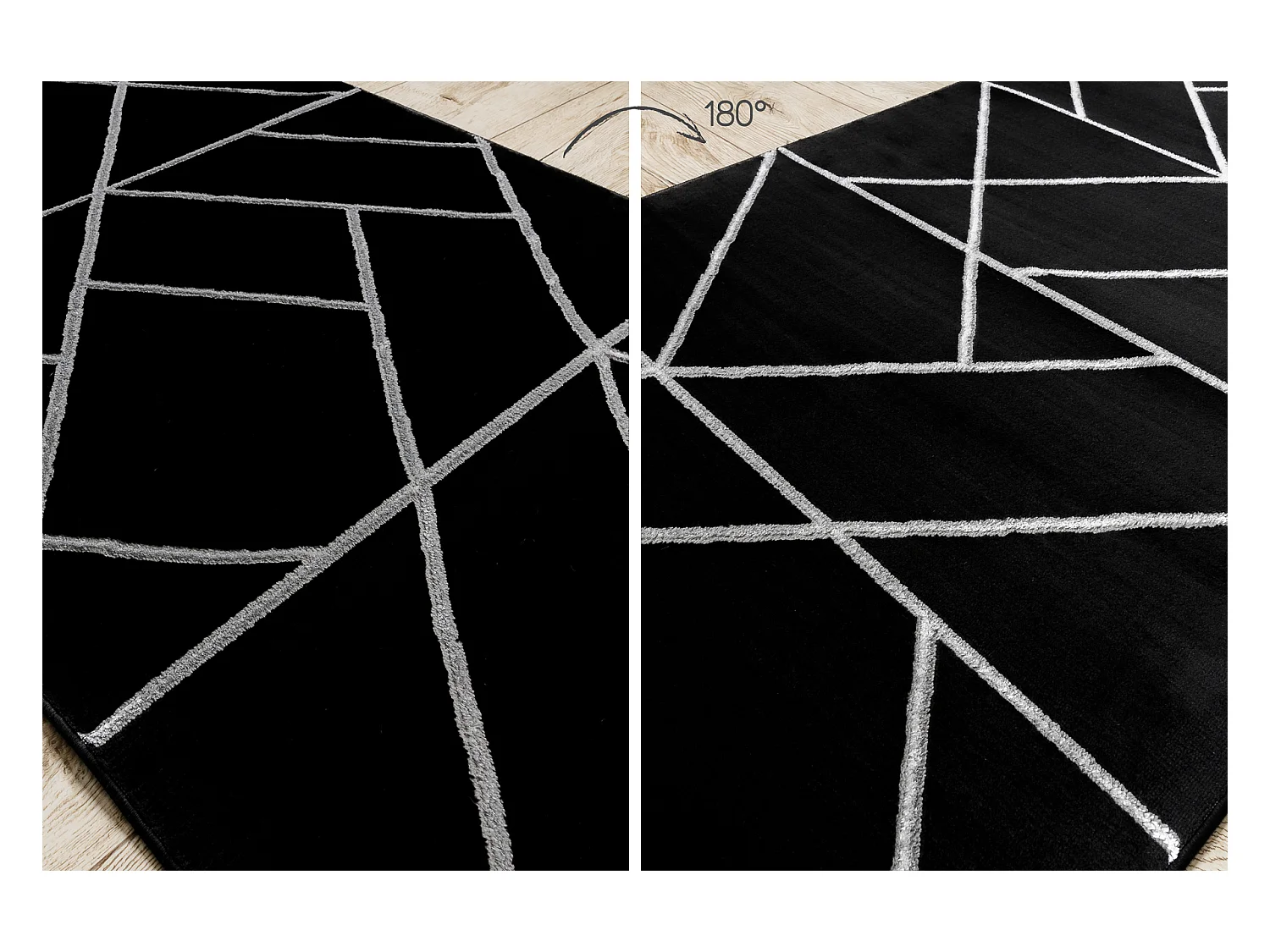 Chodnik EMERALD ekskluzywny 7543 glamour, stylowy geometryczny czarny  80x470 cm