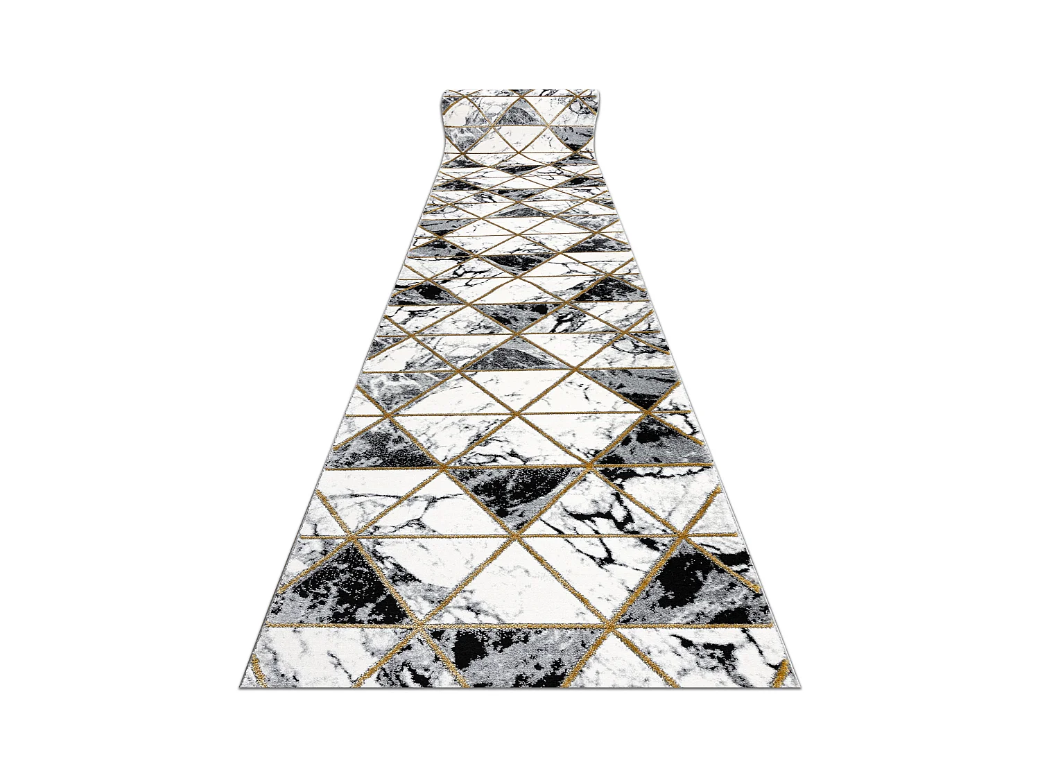 Passatoia EMERALD esclusivo 1020 glamour, elegante Marmo, triangoli ne 120x630 cm