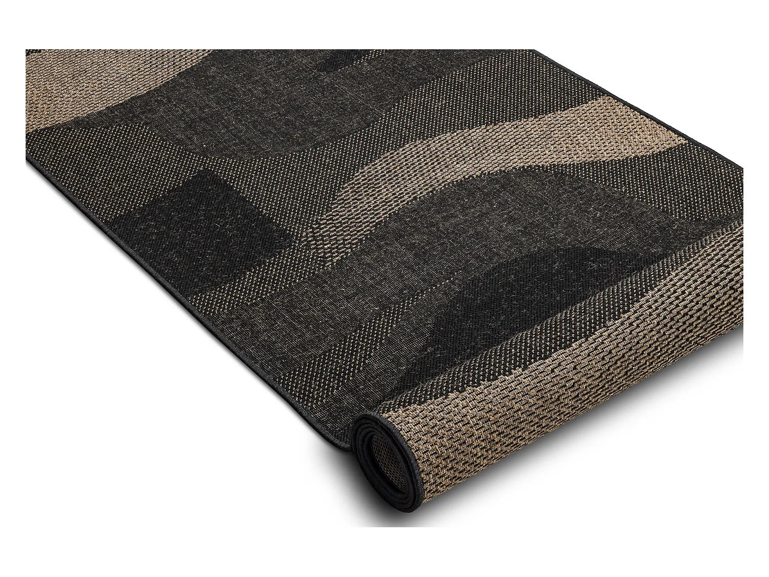 Vloerbekleding SISAL FLOORLUX patroon 20212 ZWART / coffee 70x200 cm