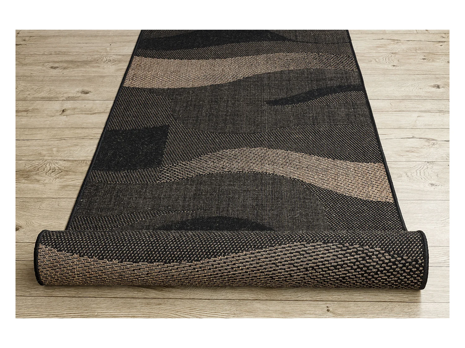 Vloerbekleding SISAL FLOORLUX patroon 20212 ZWART / coffee 70x200 cm