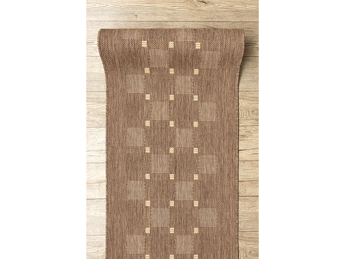 TAPIS DE COULOIR SIZAL FLOORLUX modèle 20079 café / mais 120x680 cm