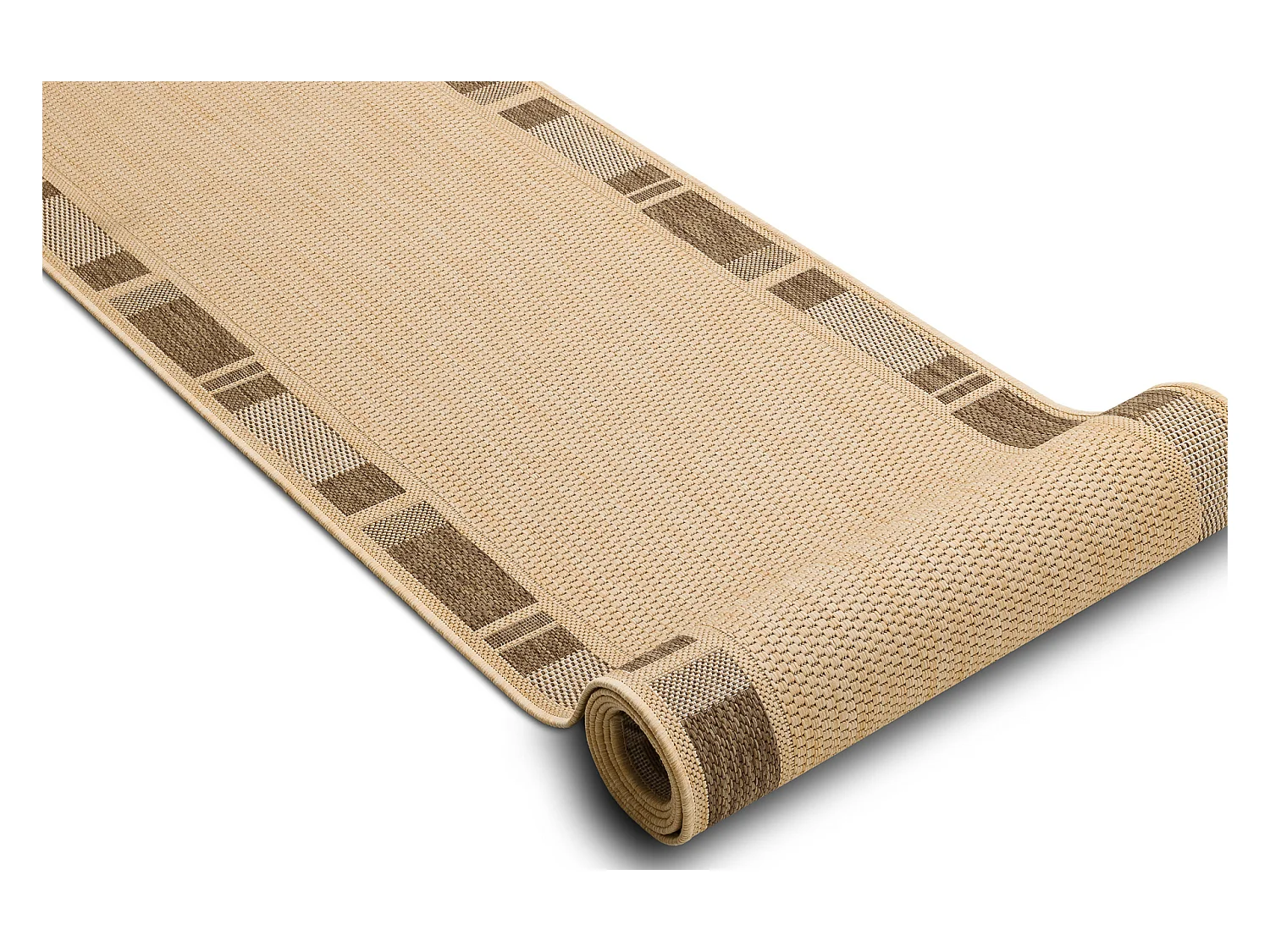 TAPIS DE COULOIR SIZAL FLOORLUX modèle 20195 mais / café 120x700 cm