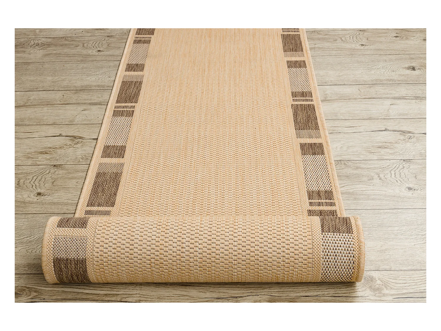 TAPIS DE COULOIR SIZAL FLOORLUX modèle 20195 mais / café 120x700 cm
