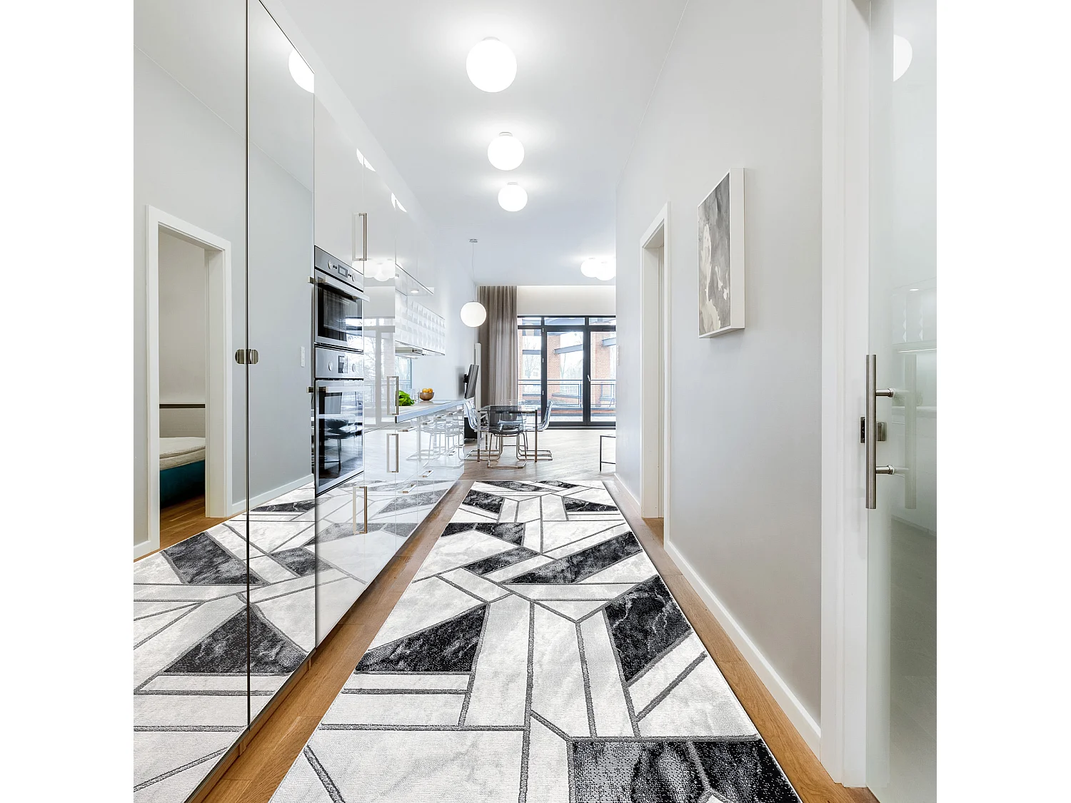 Alfombra de pasillo EMERALD exclusivo 81953 glamour, elegante geométr 80x220 cm