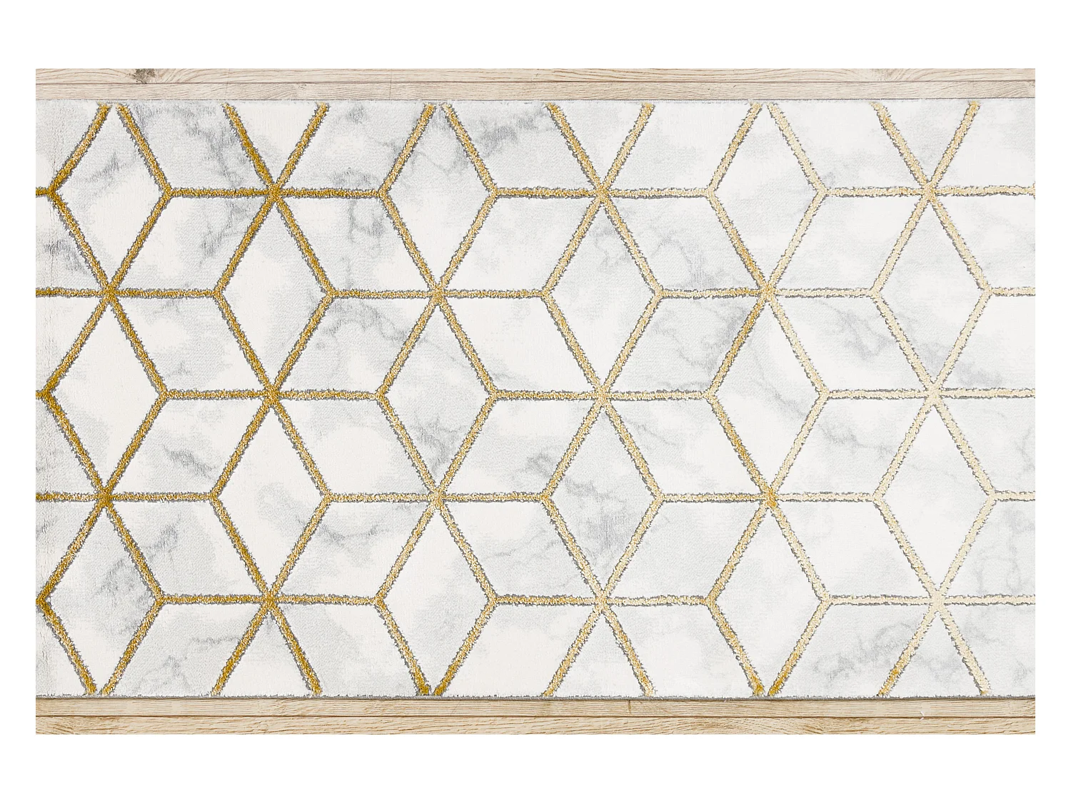 Tapijtloper EMERALD exclusief 1014 glamour, stijlvol kubus room / goud 100x500 cm