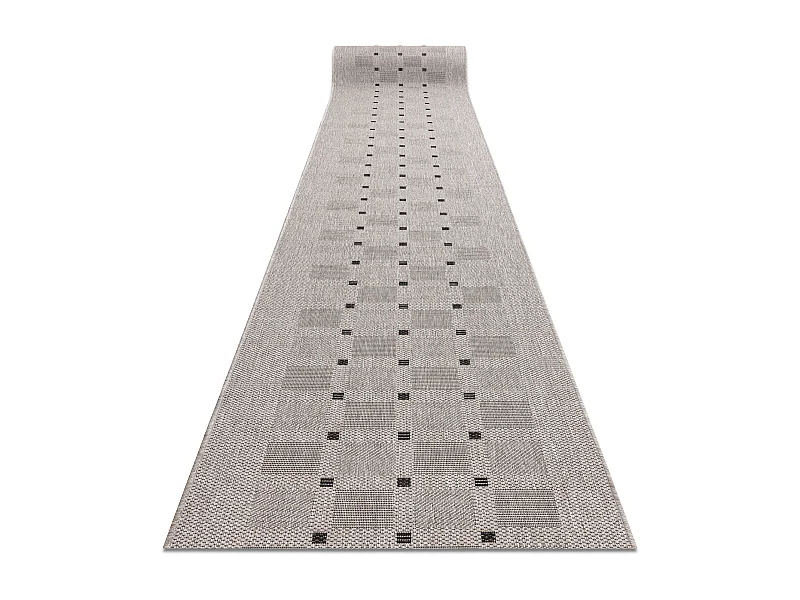 CHODNIK SIZAL FLOORLUX wzór 20079 srebrny  / czarny 70 cm 70x150 cm