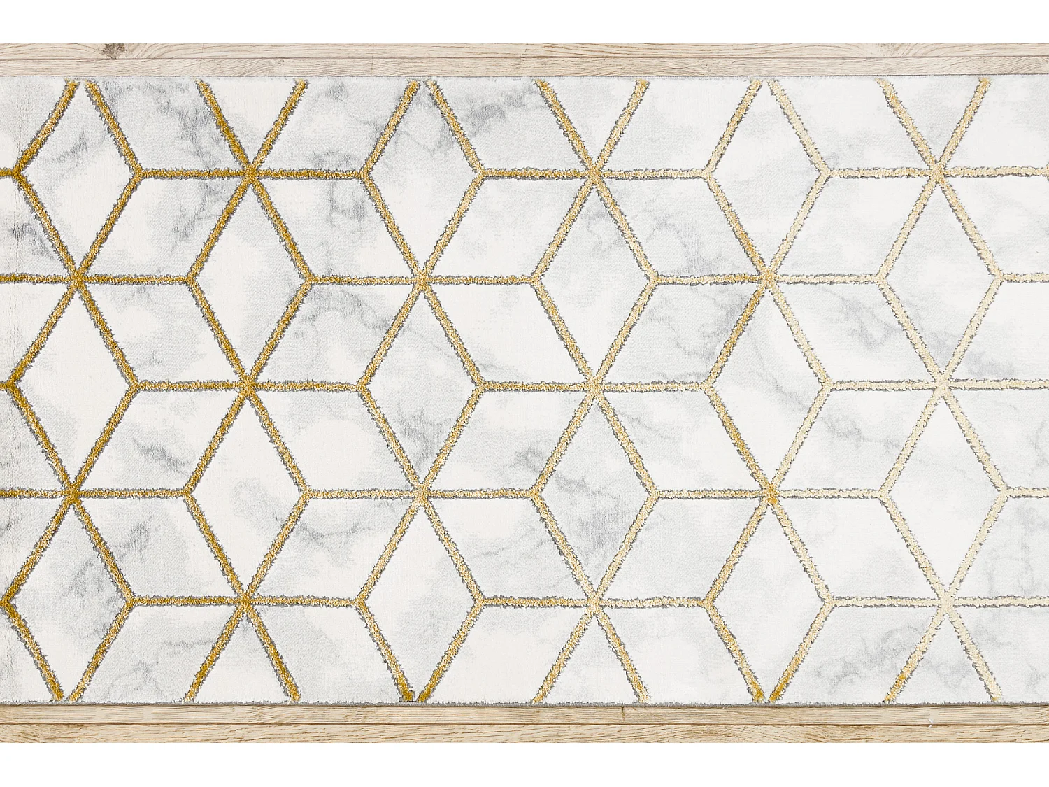 Exklusiv EMERALD Läufer 1014 glamour, stilvoll Würfel creme / gold 80x390 cm