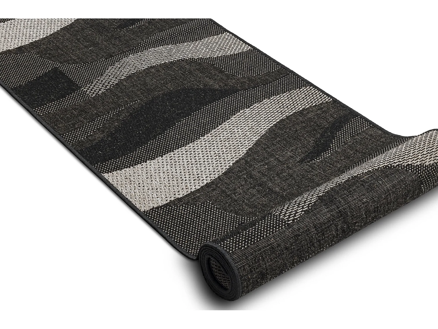 CHODNIK SIZAL FLOORLUX wzór 20212 black / silver 120 cm 120x380 cm