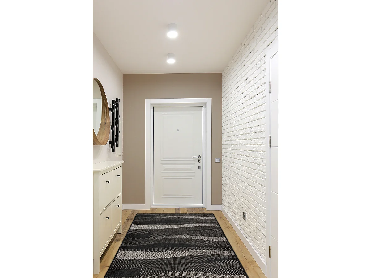 CHODNIK SIZAL FLOORLUX wzór 20212 black / silver 120 cm 120x380 cm