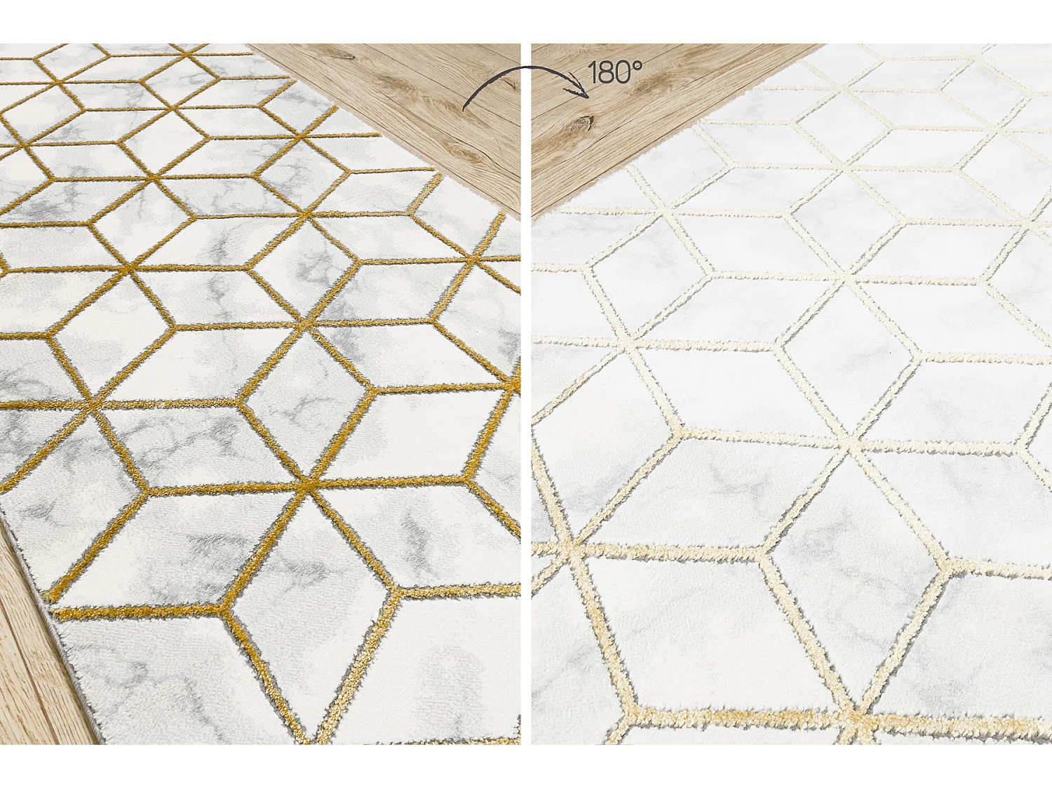 Alfombra de pasillo EMERALD exclusivo 1014 glamour, elegante cubo crem 120x370 cm