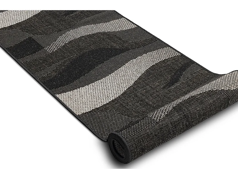 TAPIS DE COULOIR SIZAL FLOORLUX modèle 20212 noir / argentin 80x600 cm