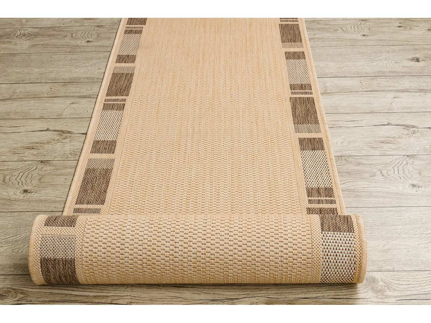 TAPIS DE COULOIR SIZAL FLOORLUX modèle 20195 mais / café 120x480 cm