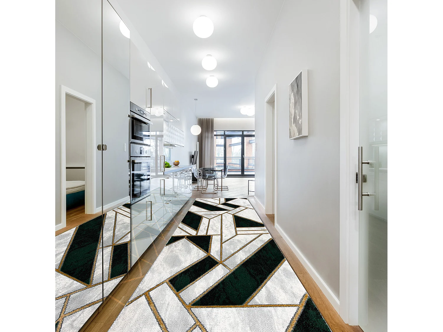 Chodnik EMERALD ekskluzywny 1015 glamour, stylowy marmur, geometryczny 120x540 cm