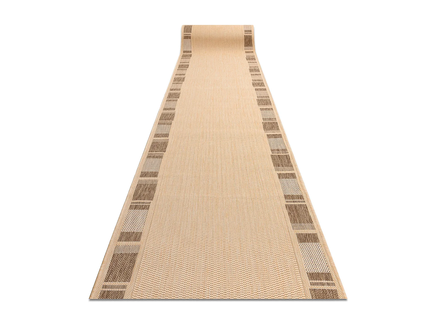 TAPIS DE COULOIR SIZAL FLOORLUX modèle 20195 mais / café 120x670 cm