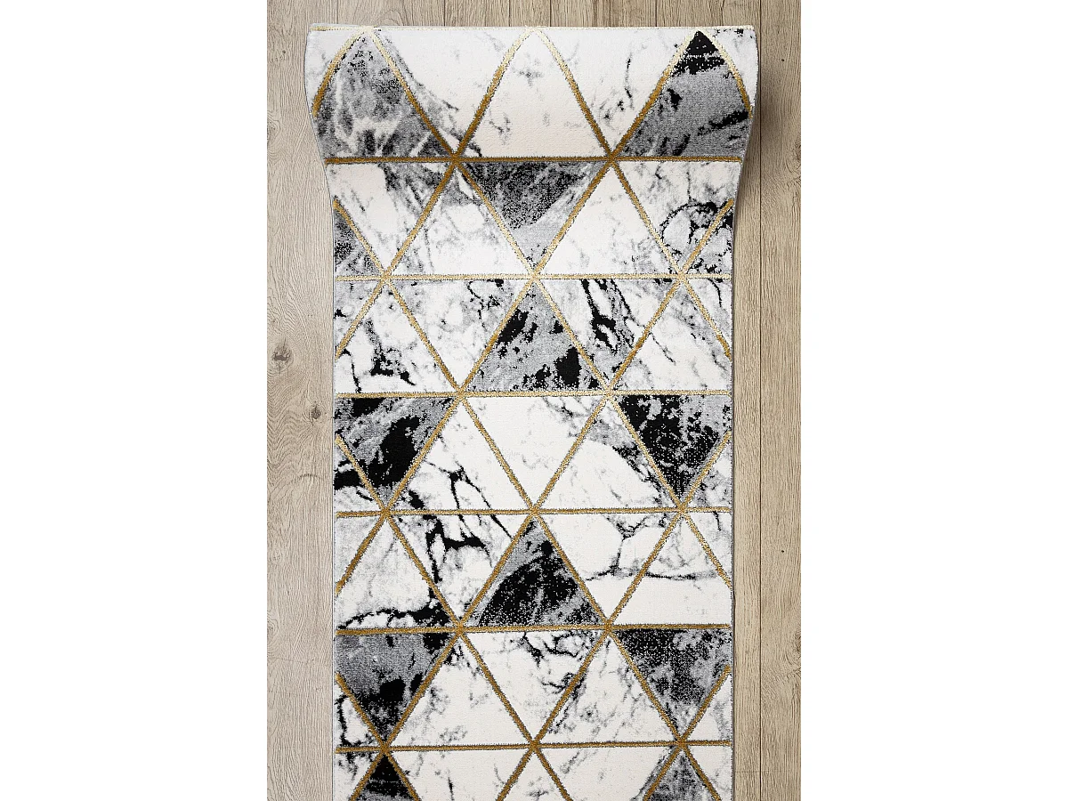 Chodnik EMERALD ekskluzywny 1020 glamour, stylowy marmur, trójkąty c 120x420 cm