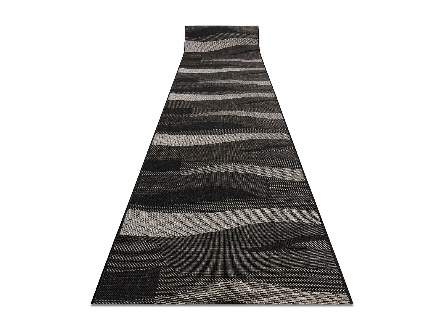 TAPIS DE COULOIR SIZAL FLOORLUX modèle 20212 noir / argentin 120x570 cm