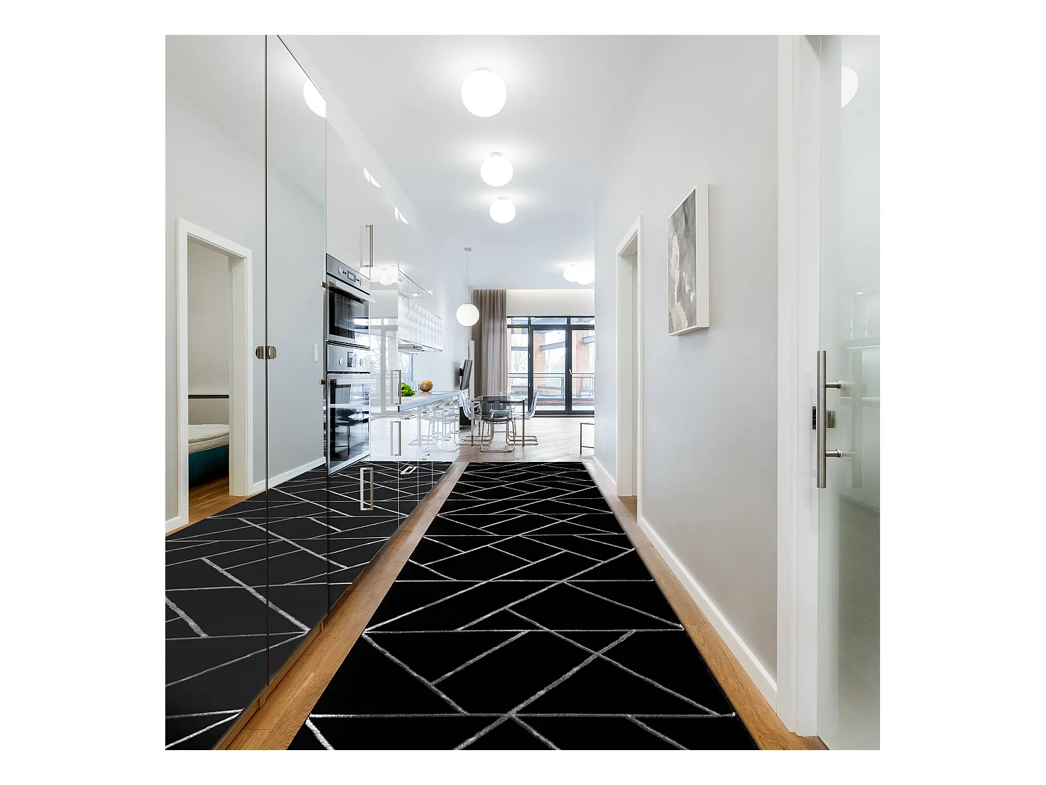 Alfombra de pasillo EMERALD exclusivo 7543 glamour, elegante geométri 80x500 cm