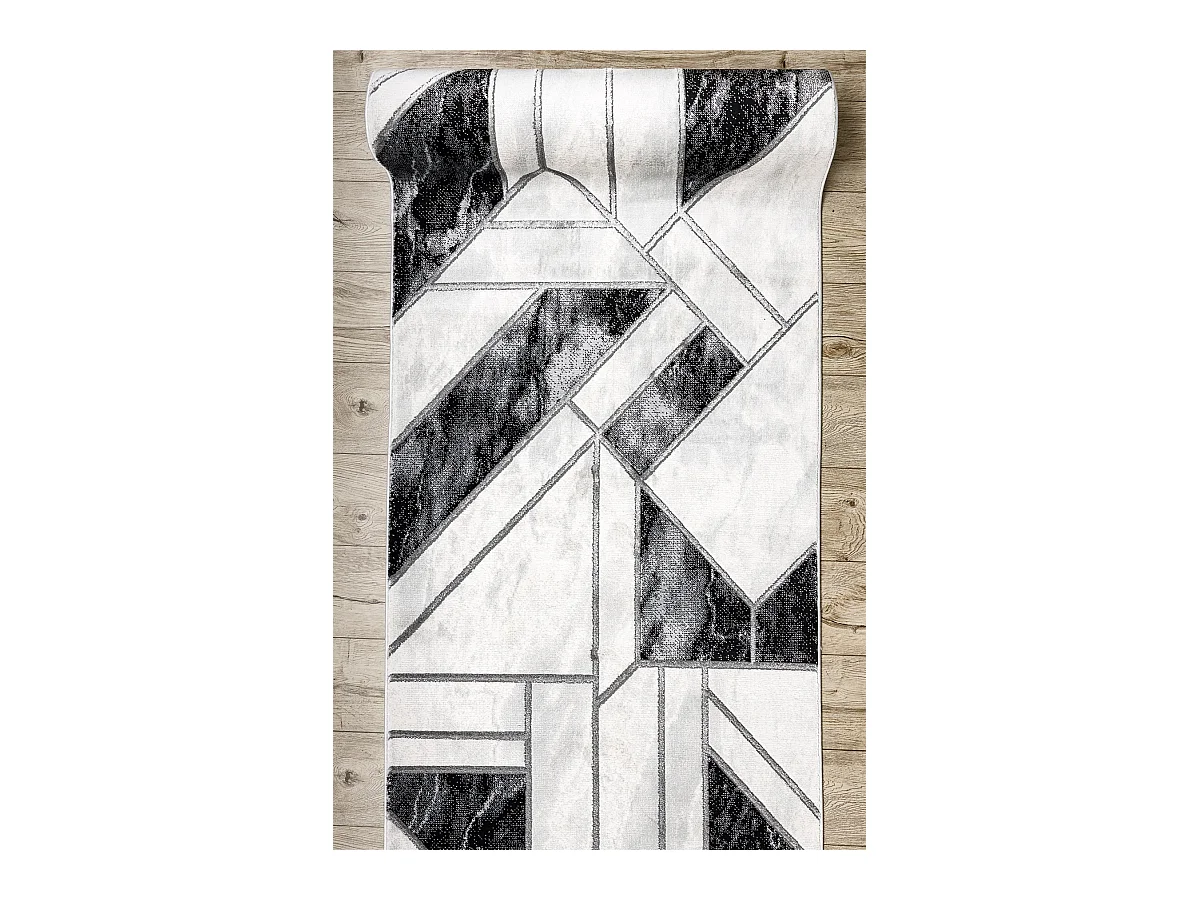 Passadeira EMERALD exclusivo 81953 glamour, à moda geométrico preto  80x560 cm