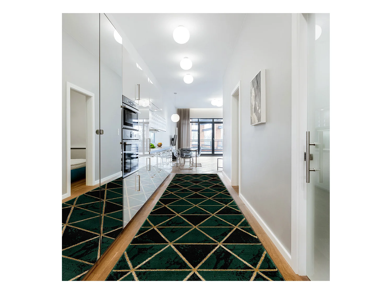 Chodnik EMERALD ekskluzywny 1020 glamour, stylowy marmur, trójkąty b 120x710 cm