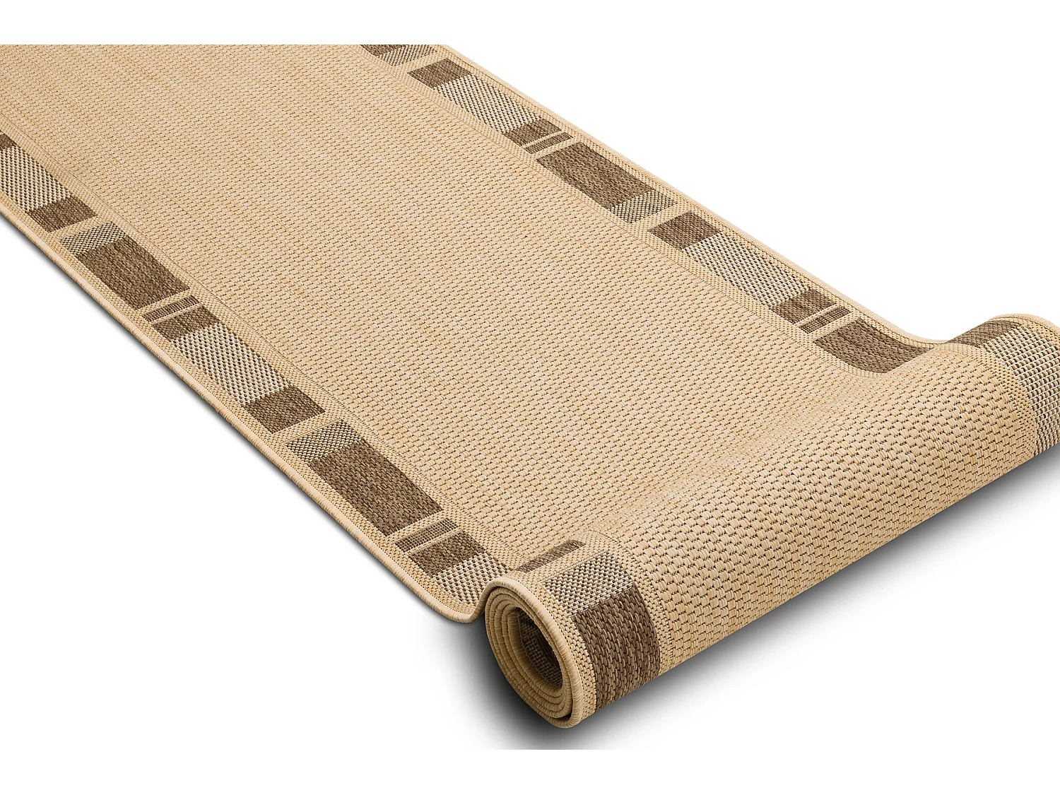 TAPIS DE COULOIR SIZAL FLOORLUX modèle 20195 mais / café 120x340 cm
