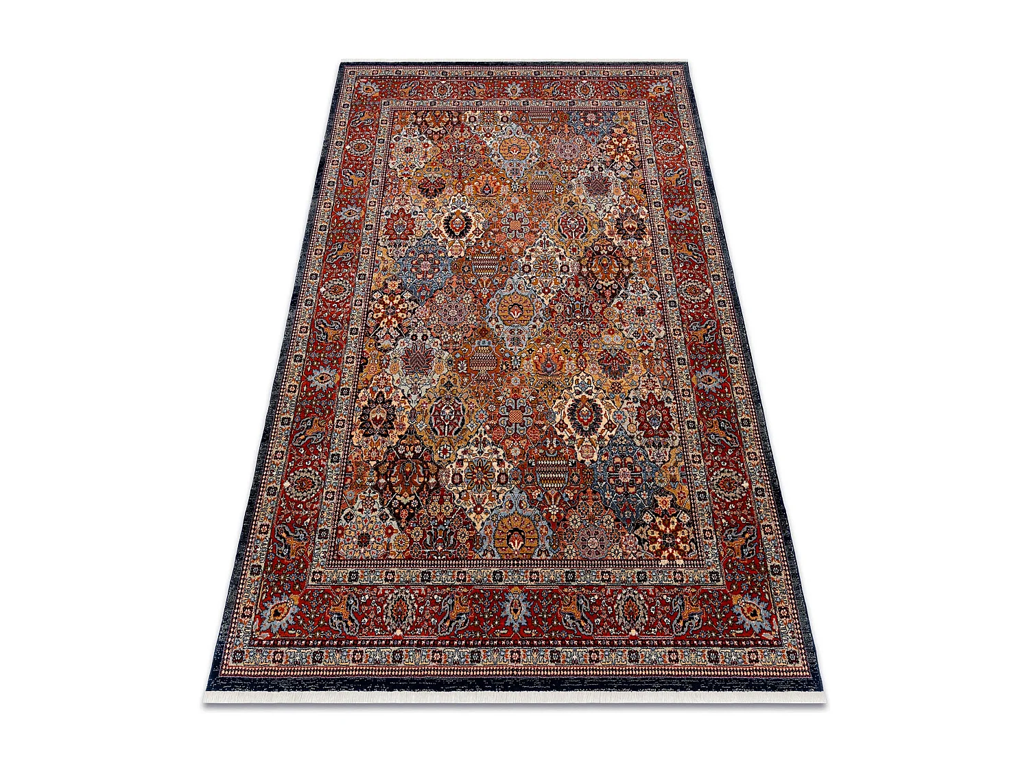 Tapis KESHAN franges, Ornement, cadre oriental 7576/53511 terre cuite 300x380 cm