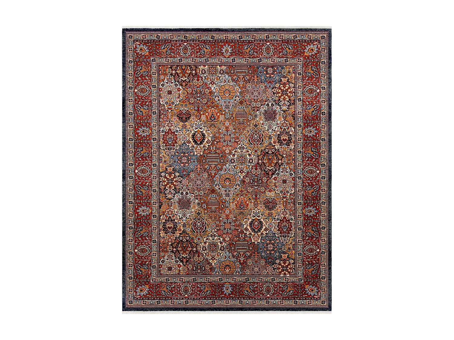 Tapis KESHAN franges, Ornement, cadre oriental 7576/53511 terre cuite 300x380 cm