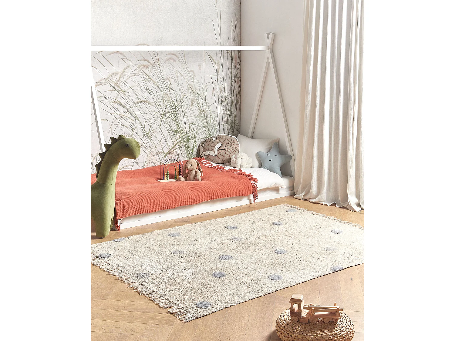 Tappeto per bambini cotone beige e grigio 140 x 200 cm DARDERE
