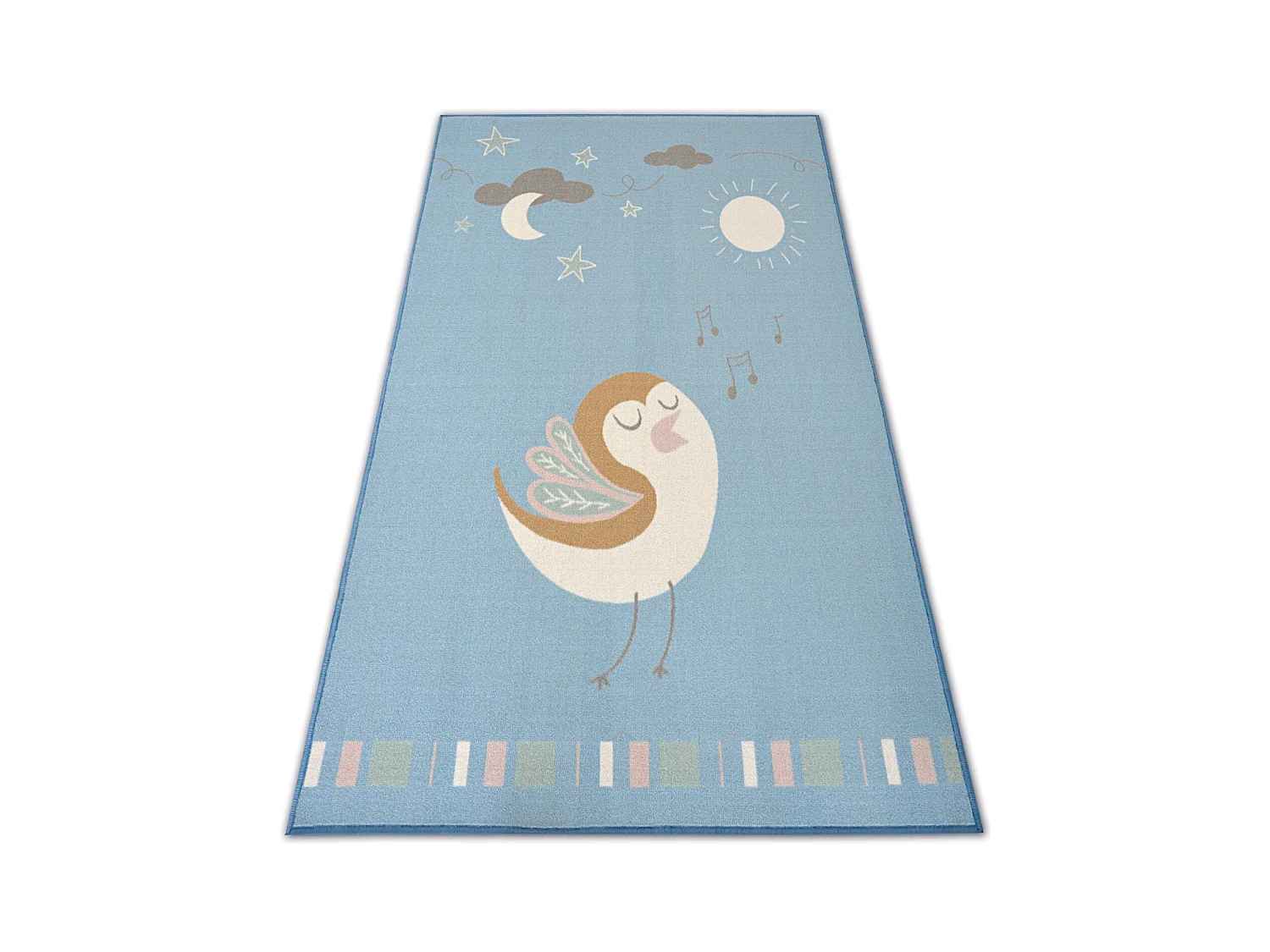 Teppich für Kinder LOKO Vogel blau Antirutsch  120x170 cm
