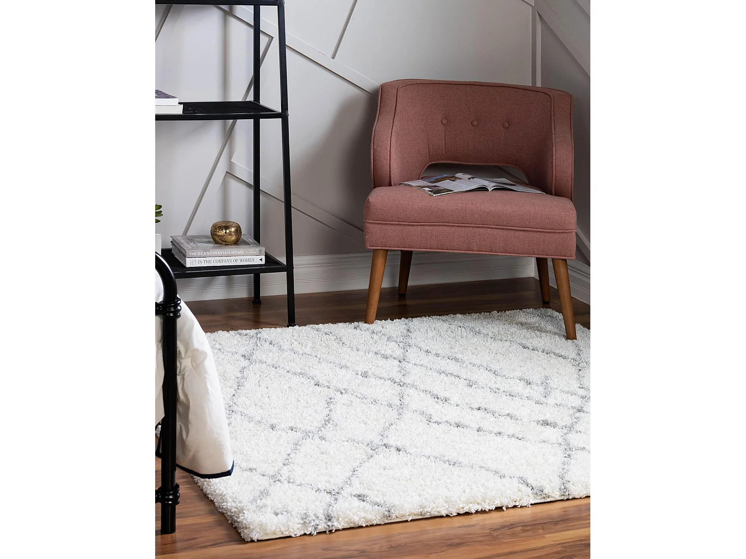 Tapis shaggy 125x125 Crème Lachen Fence