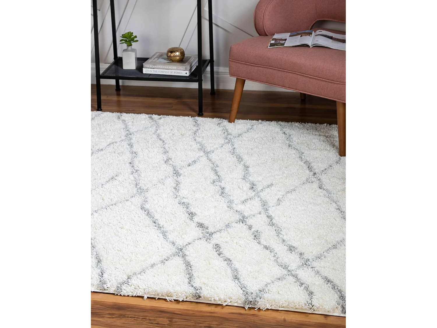 Tapis shaggy 125x125 Crème Lachen Fence