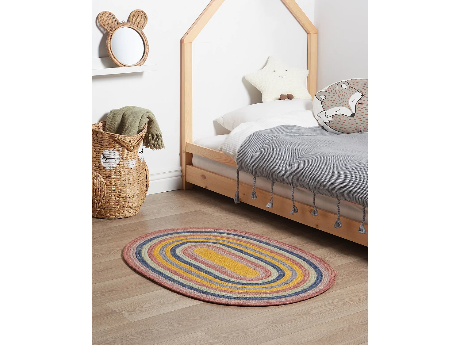 Tapis ovale en jute multicolore 70 x 100 cm PEREWI