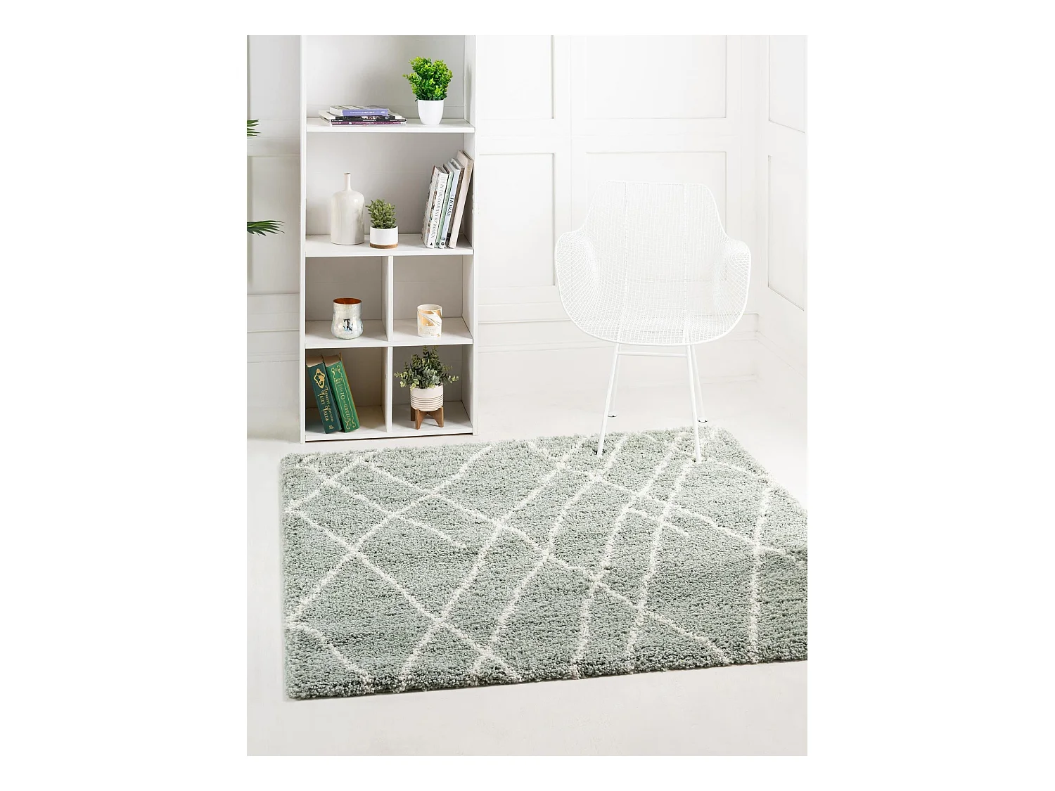Tappeto Shaggy 125x125 Verde Lachen Fence