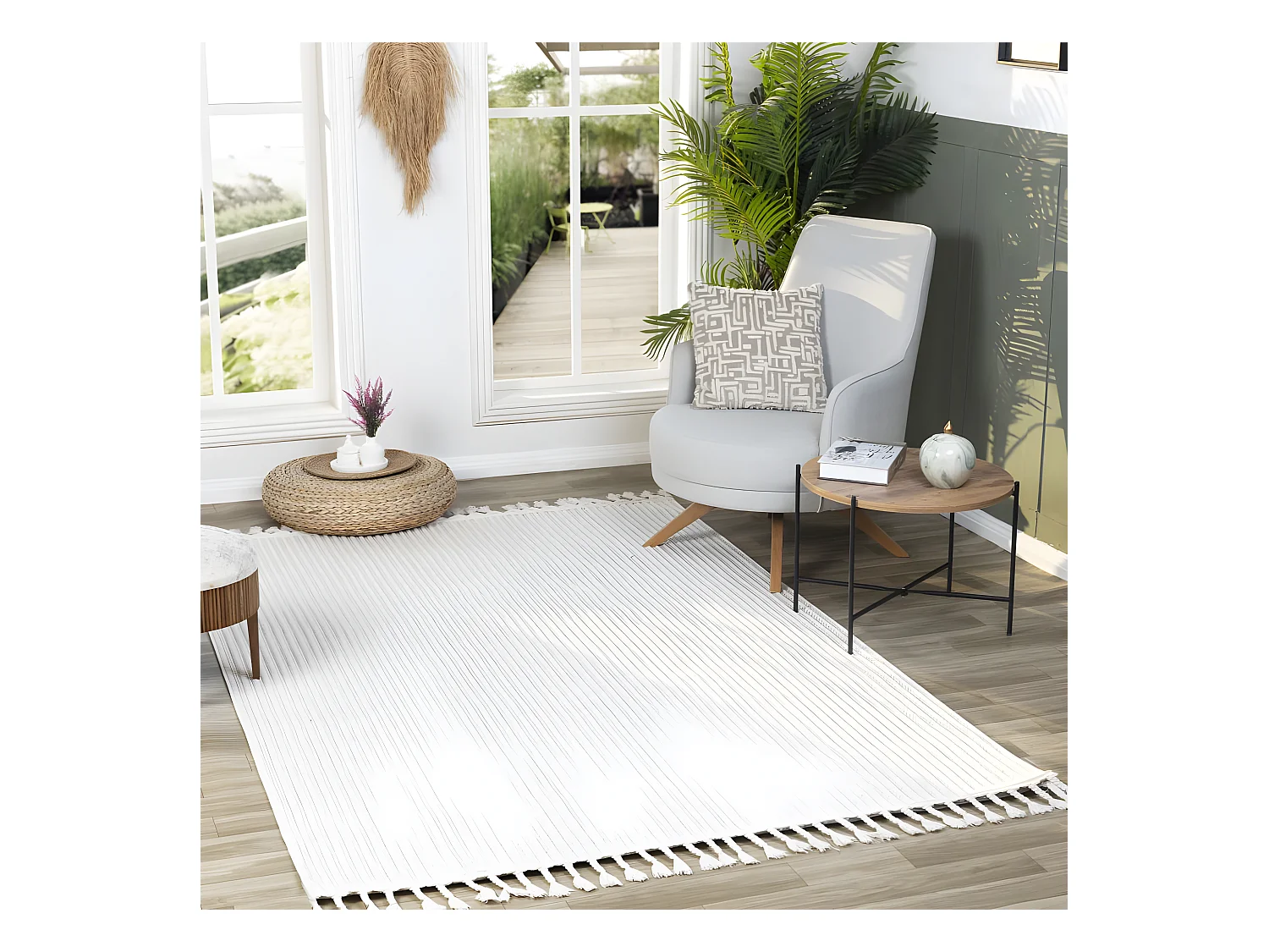 Tapis tissé effet laine crème EFES 60 140*200