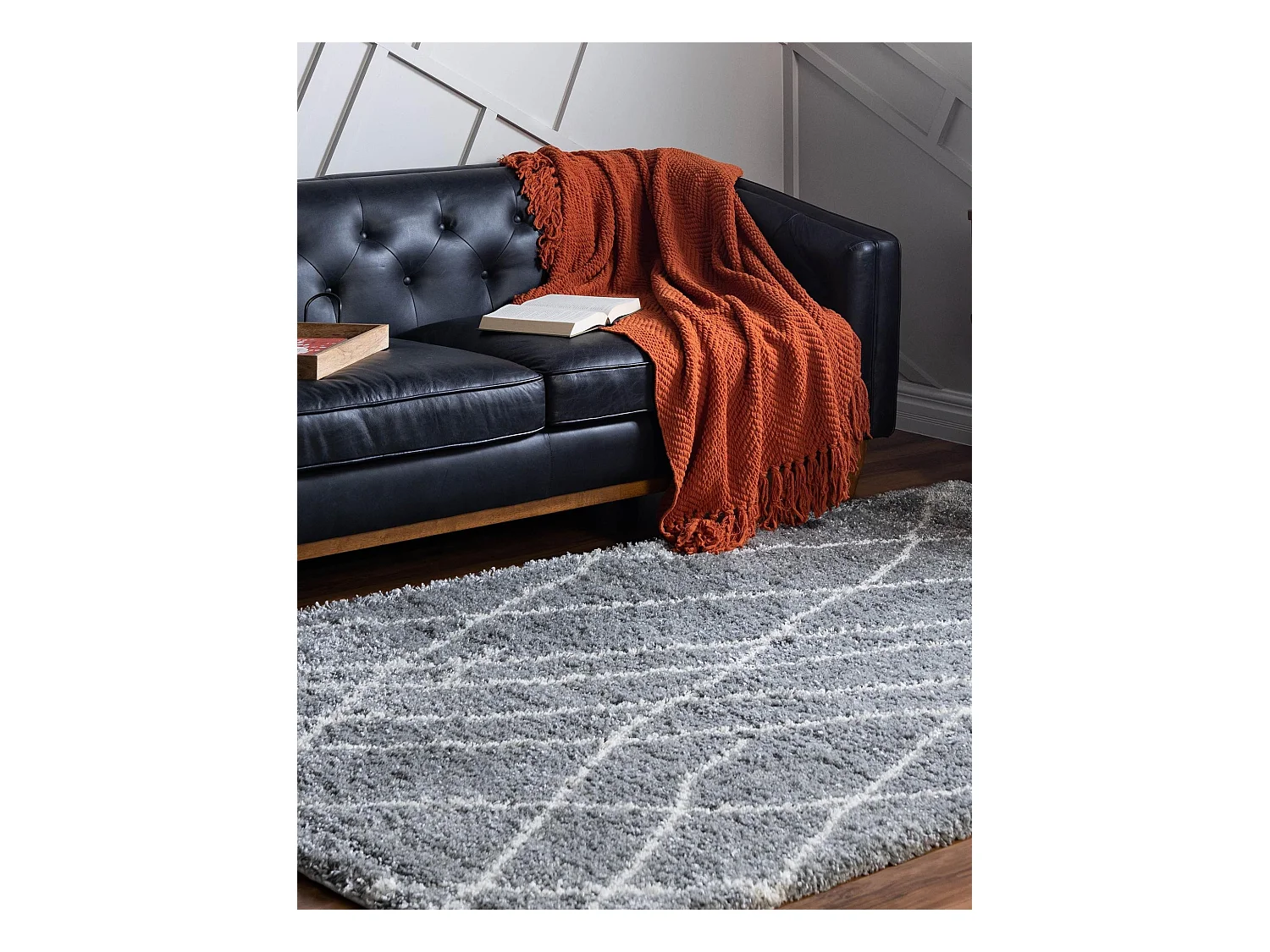 Hochflorteppich 62x90 Grau Lachen Fence