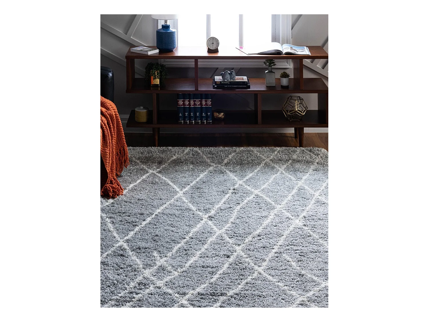 Hochflorteppich 62x90 Grau Lachen Fence