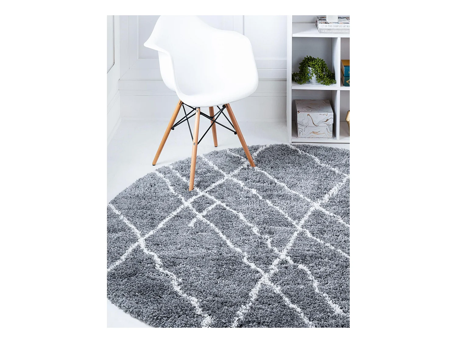 Tapis shaggy 100x100 Gris foncé Lachen Fence