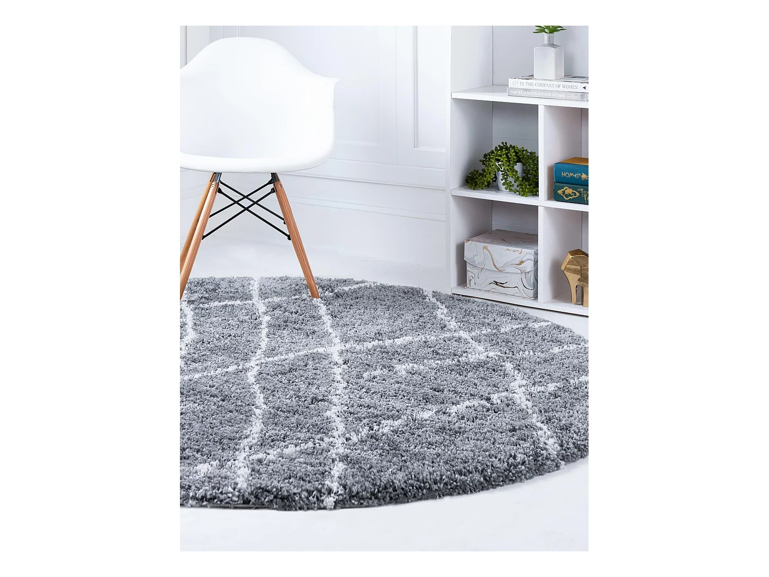 Hoogpolig tapijt 100 x 100 Donkergrijs Lachen Fence