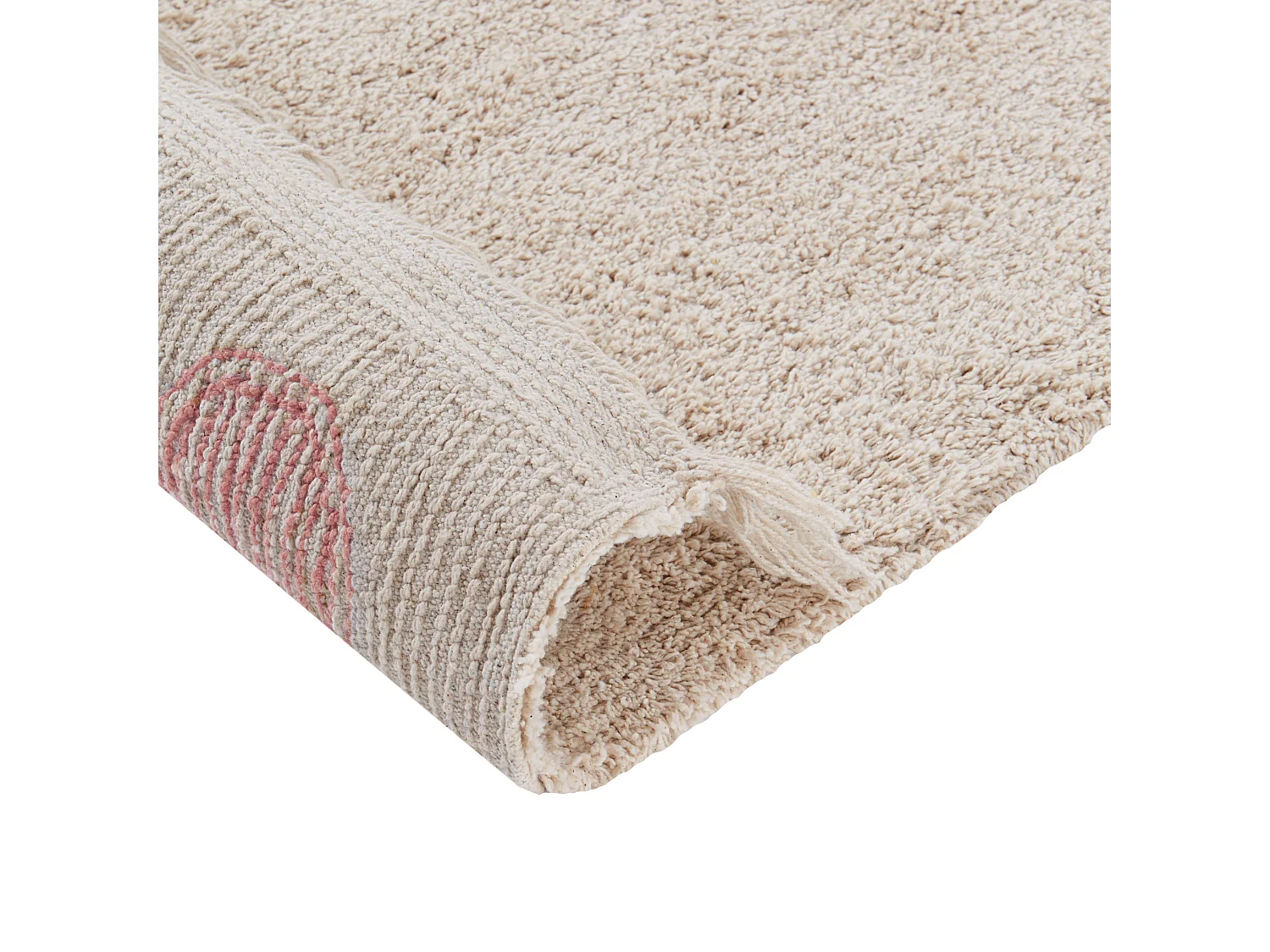 Alfombra de algodón beige y rosa 140 x 200 cm DARDERE