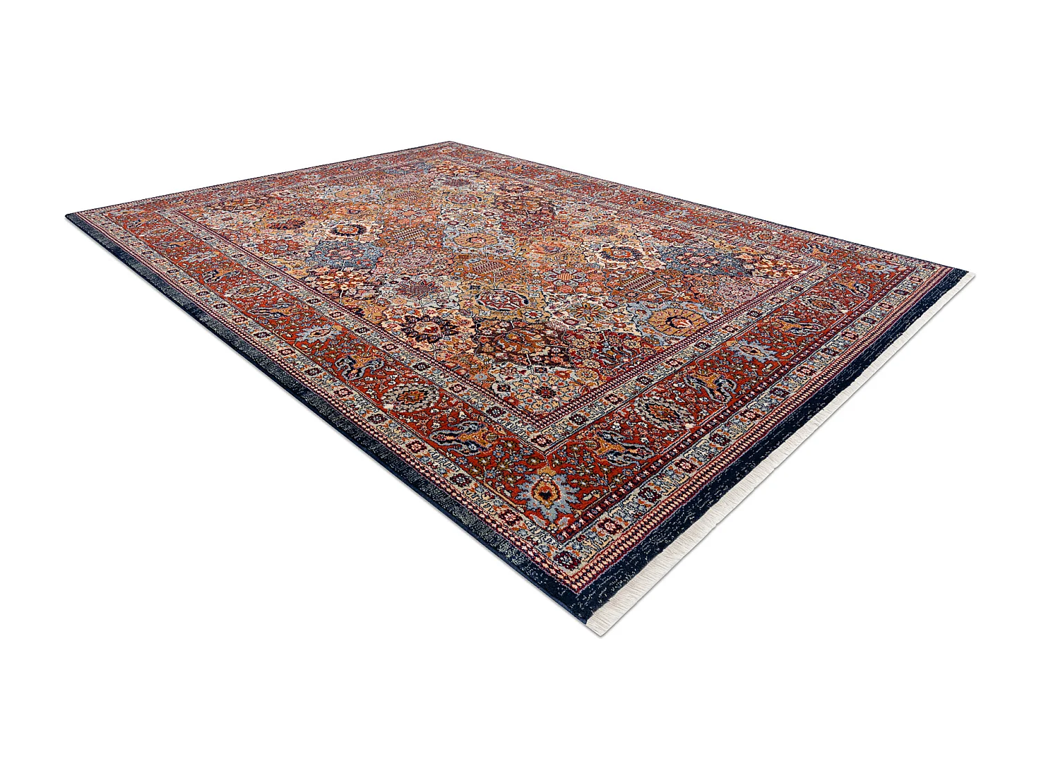 Tapis KESHAN franges, Ornement, cadre oriental 7576/53511 terre cuite 250x340 cm